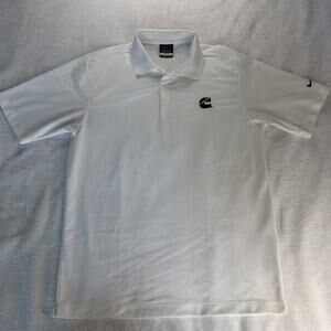 Nike Dri Fit Polo White With Cummins Logo Embroidered Men M